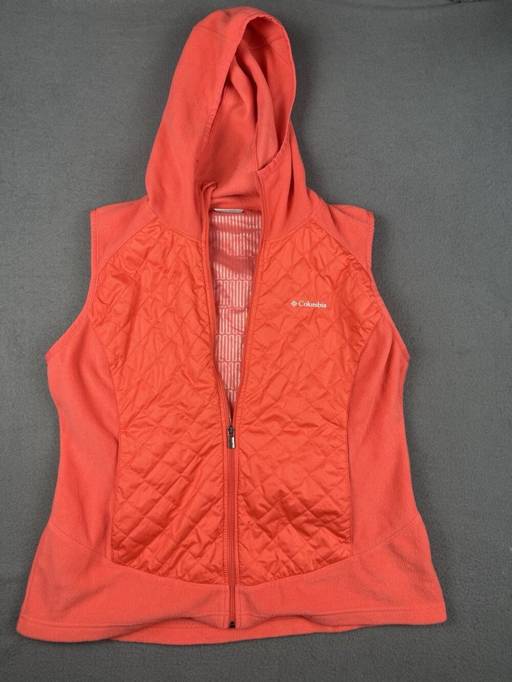 Columbia Insulated Pink Hooded Vest Women’s Size Extra Large Thermal Coil